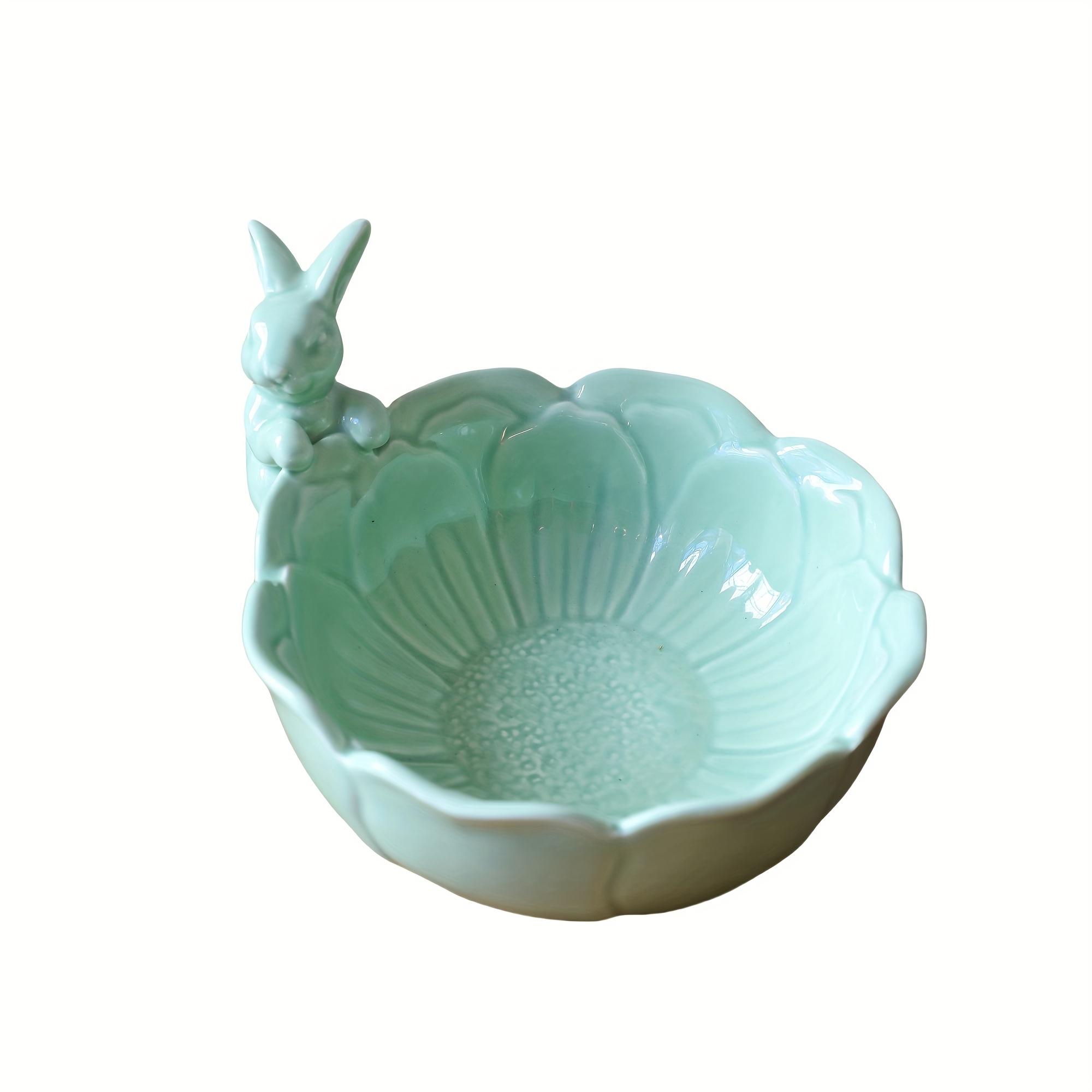 1 шт. Миска в виде пасхального кролика, Фруктовая миска, Милые миски для хлопьев, Мультяшная миска, Керамические миски в форме кролика, Миска для риса, Салатница, Суповая миска