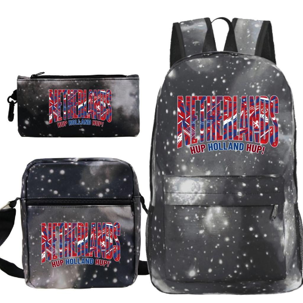 Vintage "Netherlands Hup Holland Hup" 3 In 1 Backpack Shoulder Bag Pencil Case Women Men Student Fashion Football Lover Bagpack