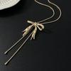 SHIXIN Fashion Sweet Bow Pendant Necklace for Women Elegant Y Shape Adjustable Long Chain Daily Wear Jewelry Accessories Gifts