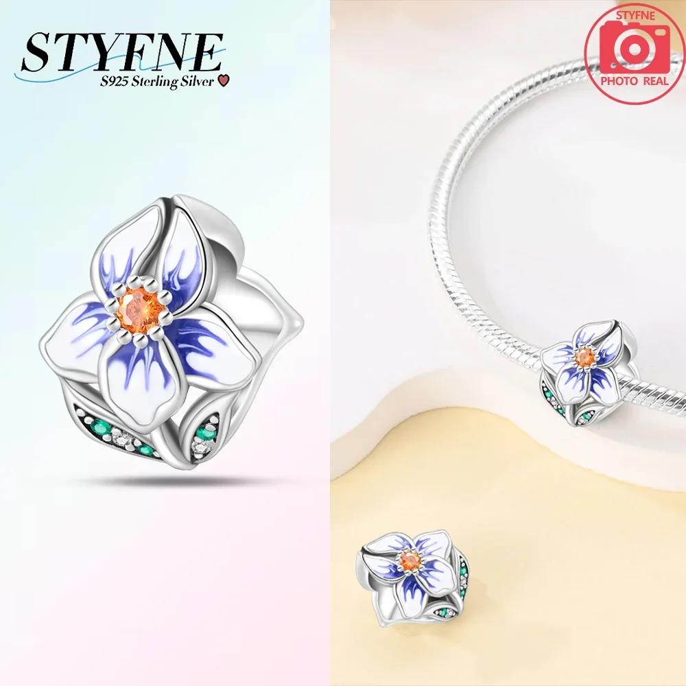 925 Silver Charms Pink Iris Flower Heart Unicorn Four Leaf Clover Beads for DIY Bracelet Jewelry Making Women