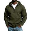Men S Half Zip Hooded Fleece Lined Loose Fit Spliced Knit Sweatshirt