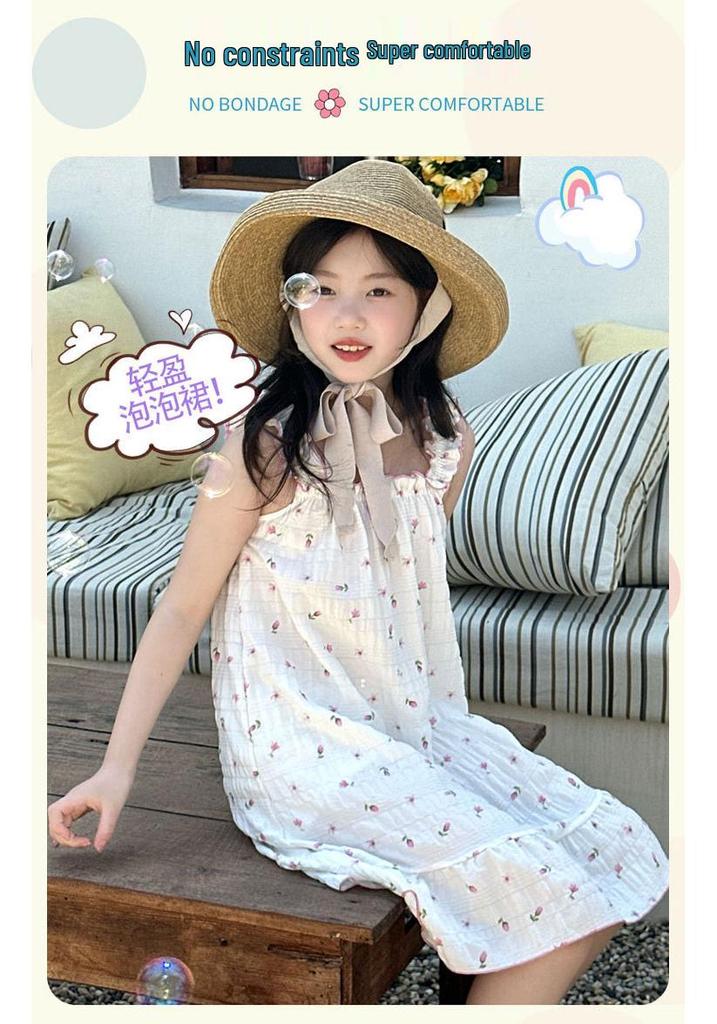 Girls' Stylish Summer Strappy Beach Dress: Casual Holiday Skirt