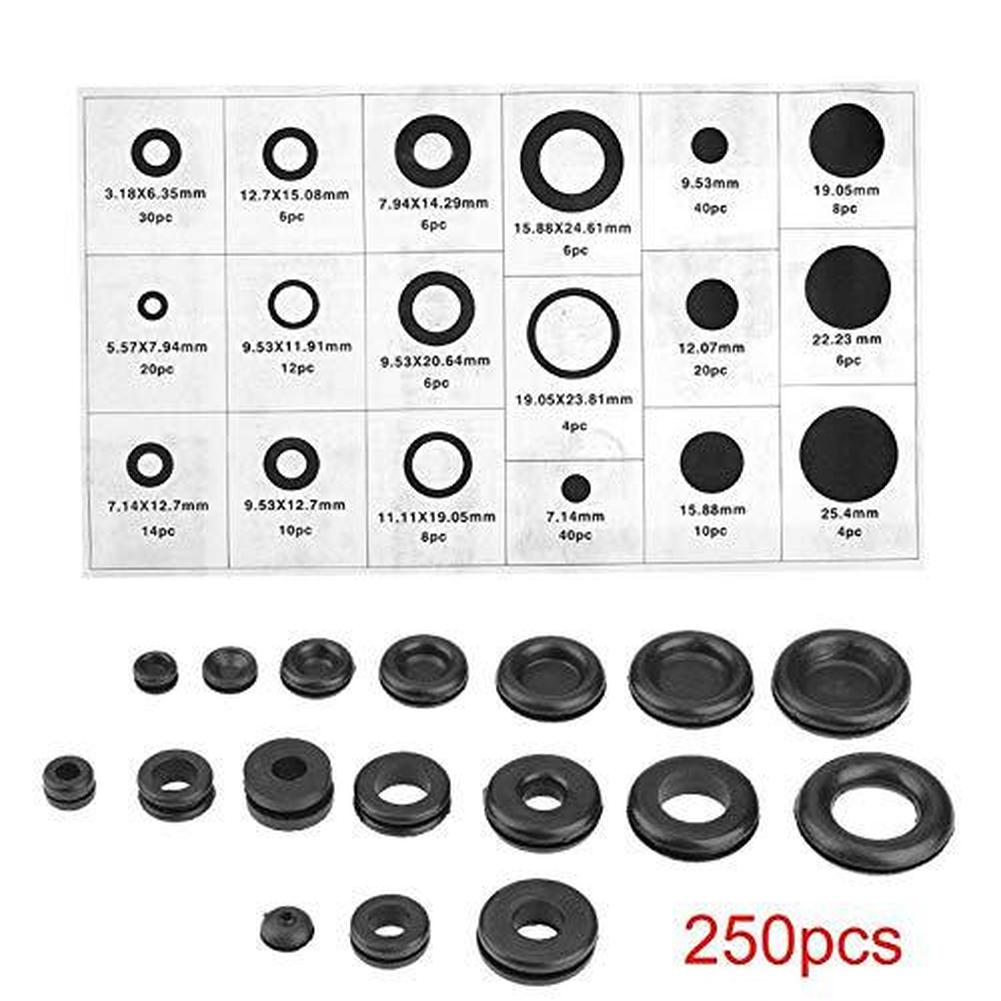 250pcs Natural Rubber Cable Gland Seals Set Assorted Sizes for Connector Protection Cable Entry and Electrical Maintenance