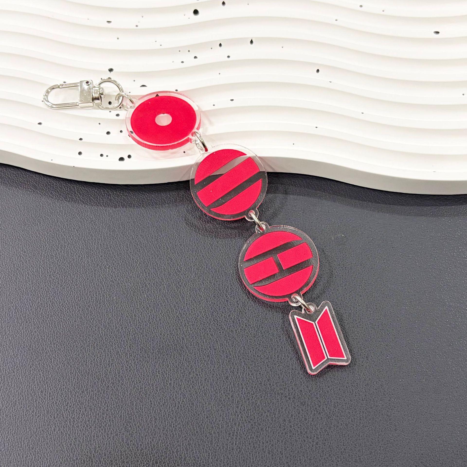 

BTS Logo Acrylic Keychain with Disc Charms, Bangtan Boys Kpop Symbol Keyring, ARMY Fans Bag Charm 2