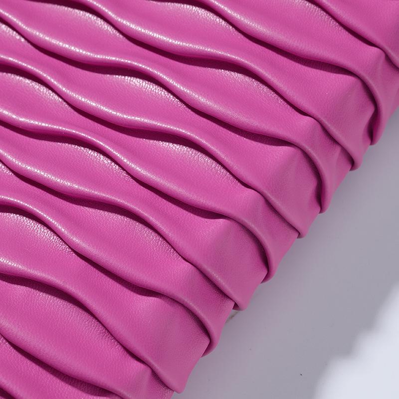 Wireless Quilted 3D Embossed Pleated PU Breathable Waterproof Stretch Fabric for Apparel, Bags, and Shoes