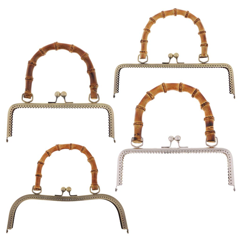 Sewing Craft Metal Purse Frame Iron Bamboo Handle Kiss Clasp Lock for Handmade Bag and DIY Purse Supplies