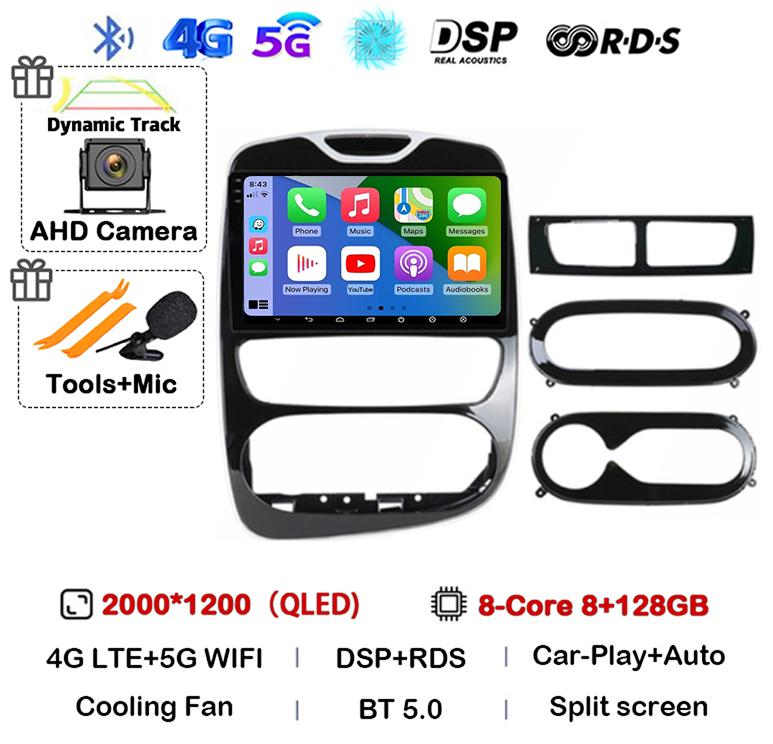 Android 14 Carplay Auto WIFI+4G For Renault Clio 3 4 2012 - 2015 2016 - 2018 Car Radio Multimedia Video Player Stereo Audio GPS