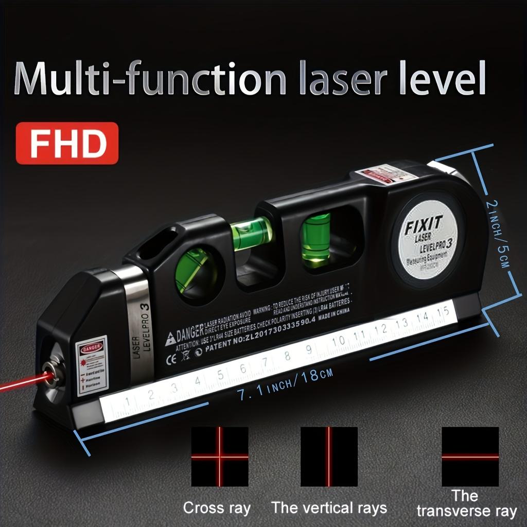 Laser-Nivellierlinienwerkzeug, Mehrzweck-Laser-Nivellierset Standard-Kreuzlinien-Nivellierstrahlwerkzeug mit metrischen Linealen 8 Fuß/2,5 m