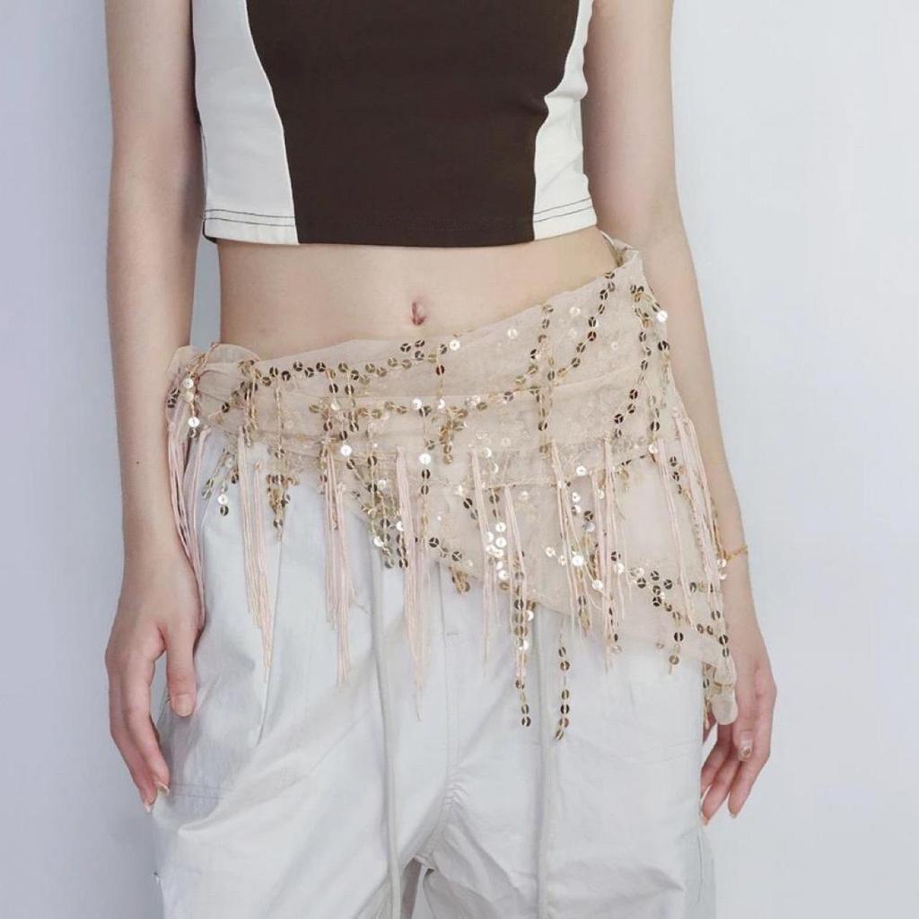 Trendy Sequined Jazz Dance Hip Scarf - Performance Glitter Accessory