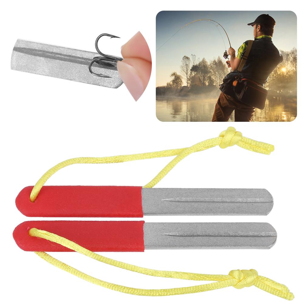2pcs Fishing Hook File Portable Fish Hook Sharpening File Fishing Tool Accessory Red