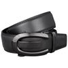 Men's Belt, No Holes, Large Size, BusinessCasual, Genuine Leather, Automatic Lock, Stepless Adjustment, 130cm, 35mm Thickness, Black, MBY-291-BK