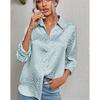 Womens Spring Summer Lapel Button Up Leopard Print Jacquard Shirt Elegant Commuter Long Sleeve Shirt