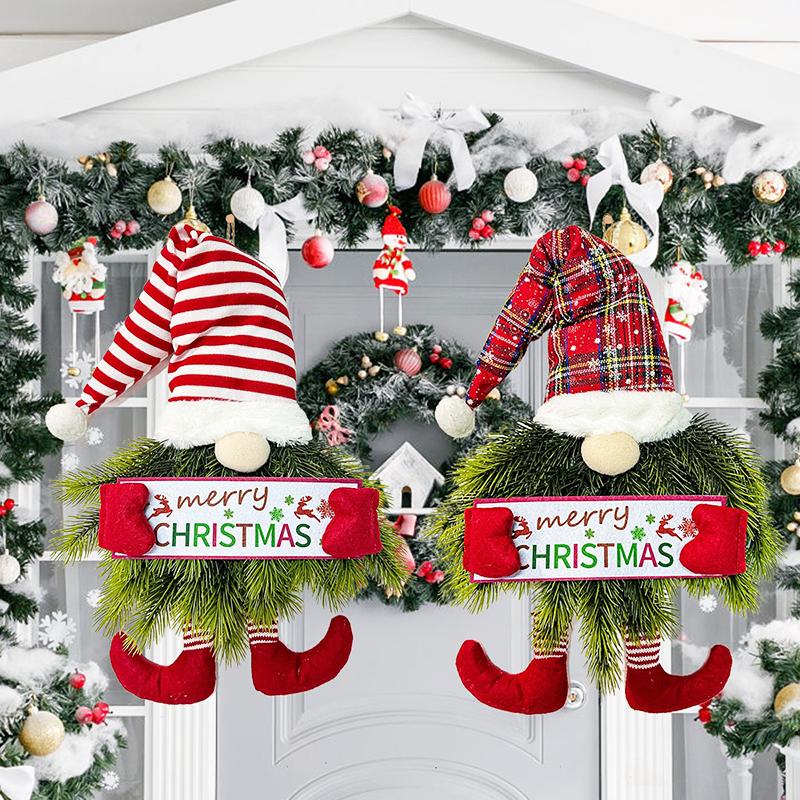 Christmas Wall Hanging Home Decoration Wreath Christmas Ornaments Santa Claus Theme Exquisite Christmas Decoration Gift 50x30x3cm