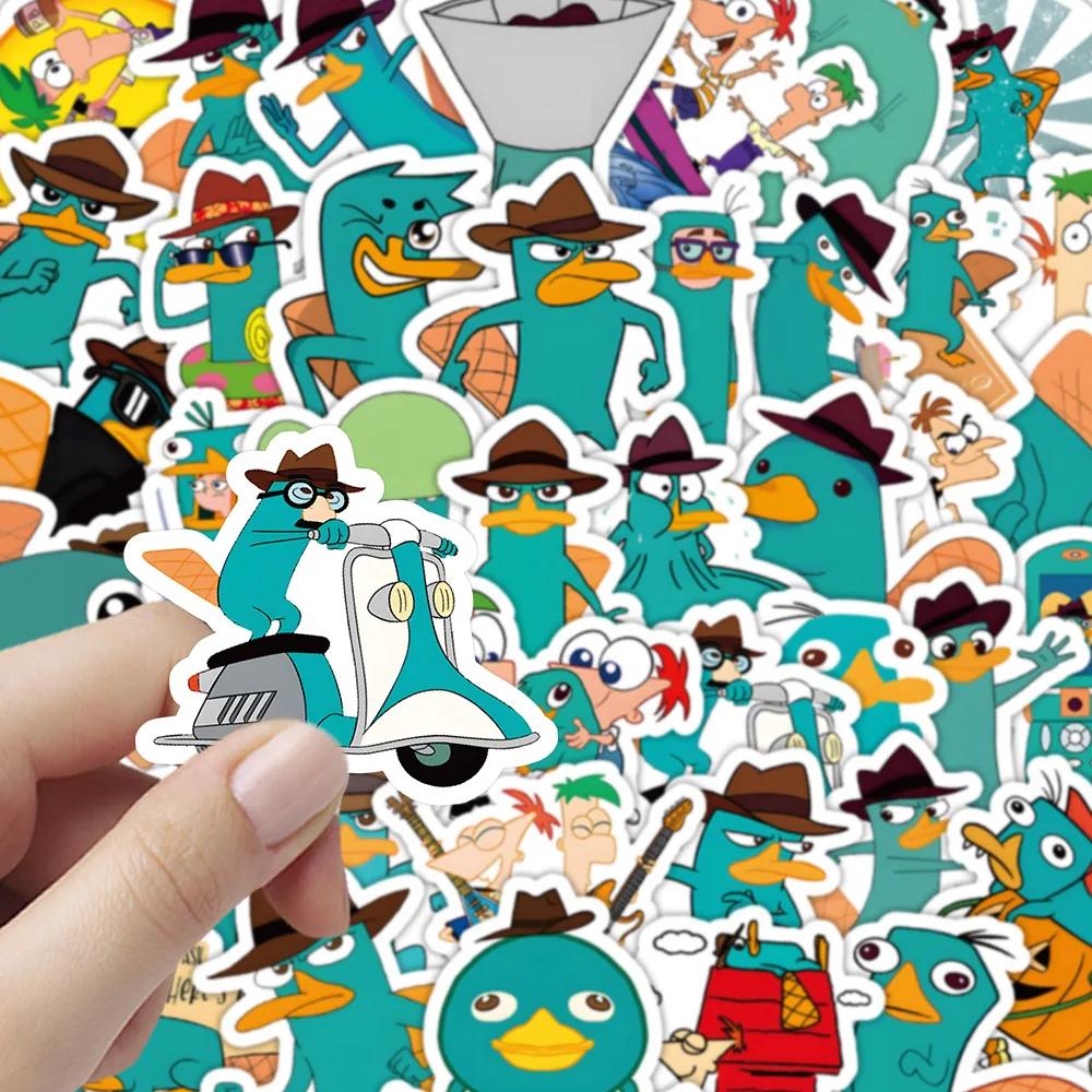 60PCS Cartoon Phineas and Ferb Stickers Funny Perry the Platypus Graffiti Sticker Animation Kids Toys Laptop Guitar Bike