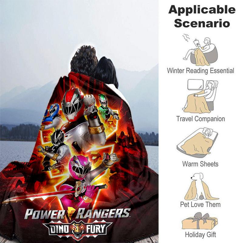 1pc Power Rangers Dino Fury: Cozy Home Decor Blanket, Perfect Gift! Bedroom, Living Room, Travel, Camping, Car, Beach, Office Naps, Ideal Sofa Blanket