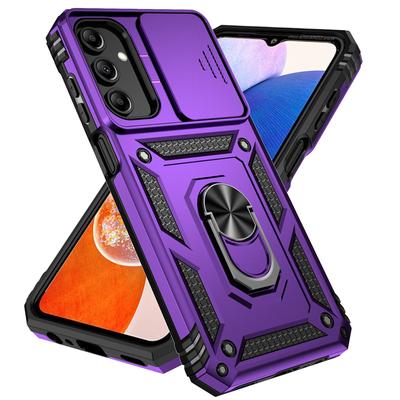 Anillo de lente deslizante Funda de armadura a prueba de golpes para Samsung Galaxy S24 S23 S22 S21 Ultra Plus A05 A15 A25 A04S A14 A24 A34 A54 A13 A22 M53 5G 4G PC contraportada