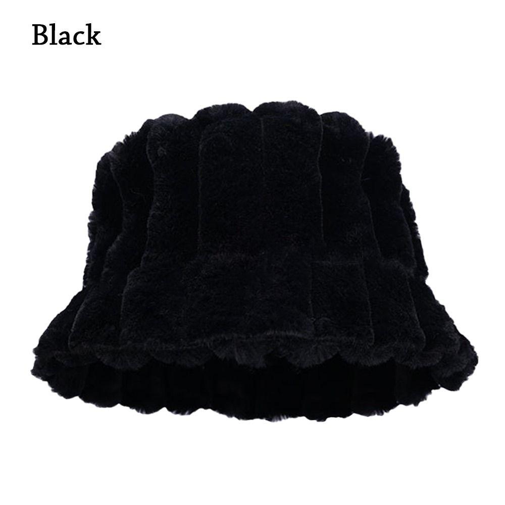 

Уличная теплая повседневная кепка-панама из искусственного меха для рыбалки, шляпа-панама, шляпа-ведро чёрный