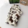 Fall Winter Women's Pajamas Cute Dachshund Print Fleece Thick Two Pieces Set Nightgown Lounge Long Sleeve Pants