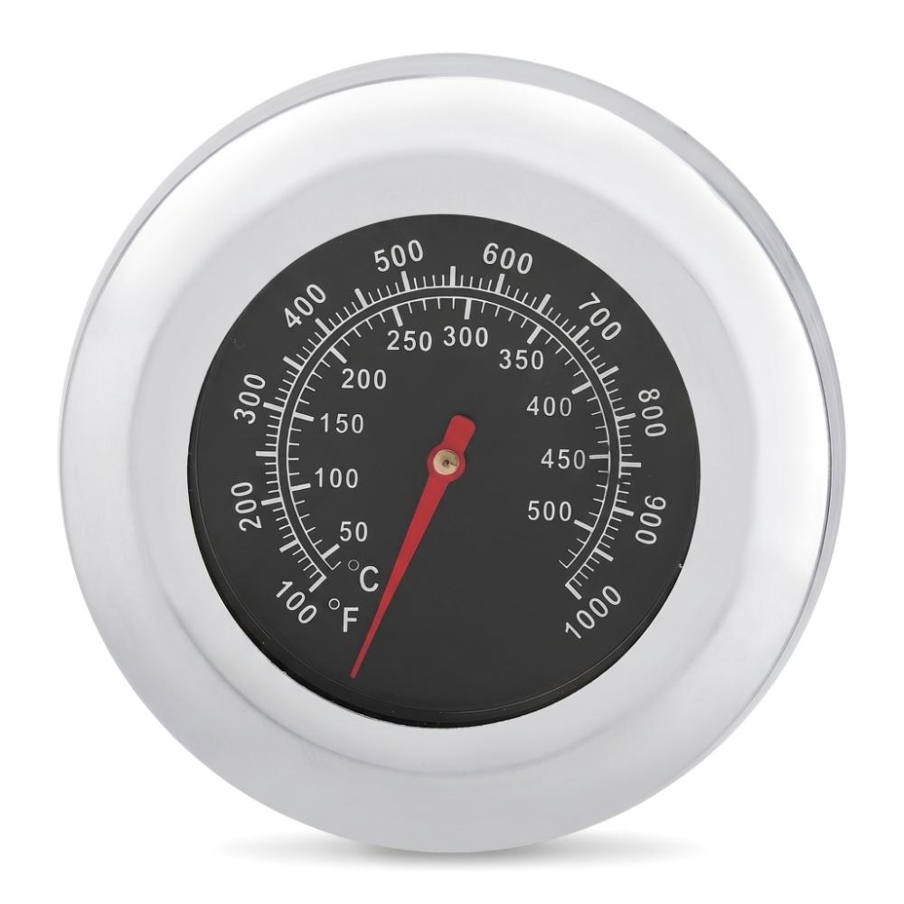 Stainless Steel BBQ Grill Thermometer Black Dual Scale Temperature Gauge Heat Resistant Analog Dial Smoker Analog Thermometer