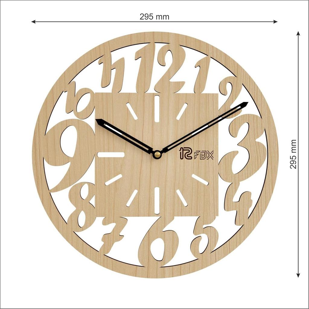 Zegar ścienny analogowy ręcznie robiony stylowy elegancki drewniany 12-calowy z dużymi cyframi do salonu holu sypialni biura na prezent drewno klonowe