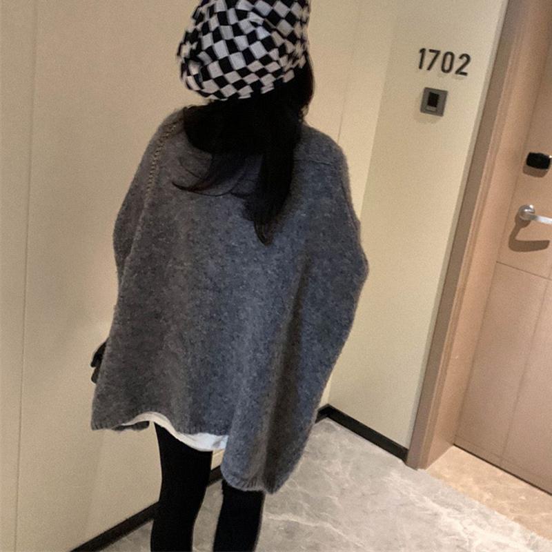 Autumn and Winter Balloon Sleeve Knit Cardigan Women Korean Solid Color Loose Sweater Coat Woman Lazy Wind Soft Warm Cardigans Ladies