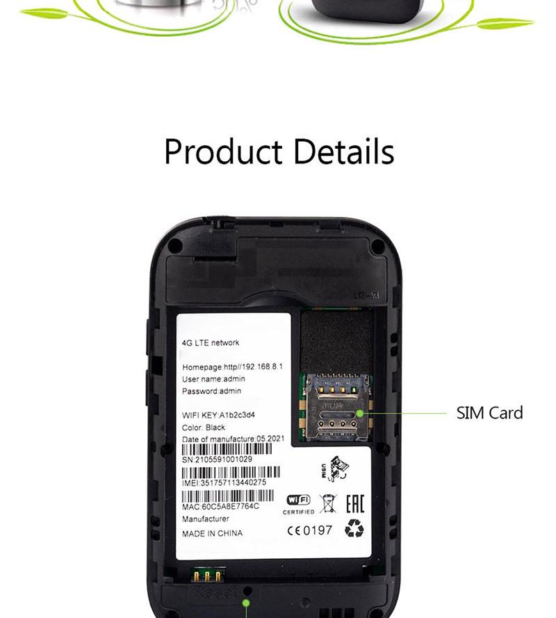 MF800 Portable 4G LTE WiFi Car Router - Black, H806 Model