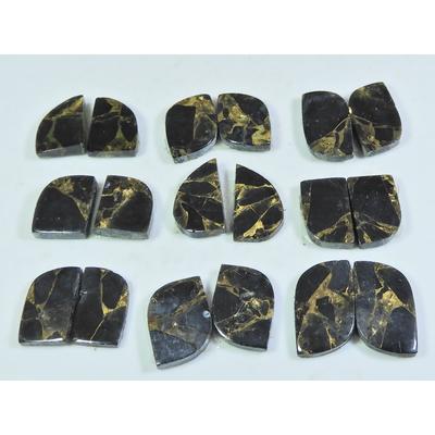 105Cts. Natural Black Copper Tourquise Fancy Cabochon Matched Pair 9Pair Lot A-145