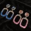 Silver Needle Luxury Rhinestone Hollow Square Stud Earrings - High-End Niche Design for Women