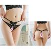 Solid Color Embroidered Butterfly Female Underwear Beaded Decoration Thongs Transparent Gauze Crotchless Erotic G-String Panties