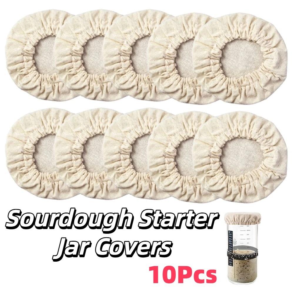 10Pcs Elastic Cloth Sourdough Fermentation Jar Lid Reusable Dust Cover Fabric Lids  Cheese Making