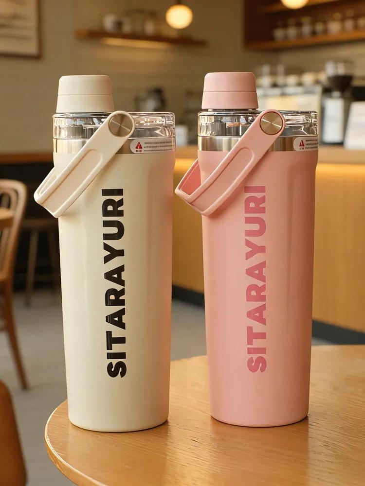 Large Capacity Stainless Steel 304 Insulated Water Bottle Portable Drinking Cup with Straw Lid Screw Cap Double Water Cup