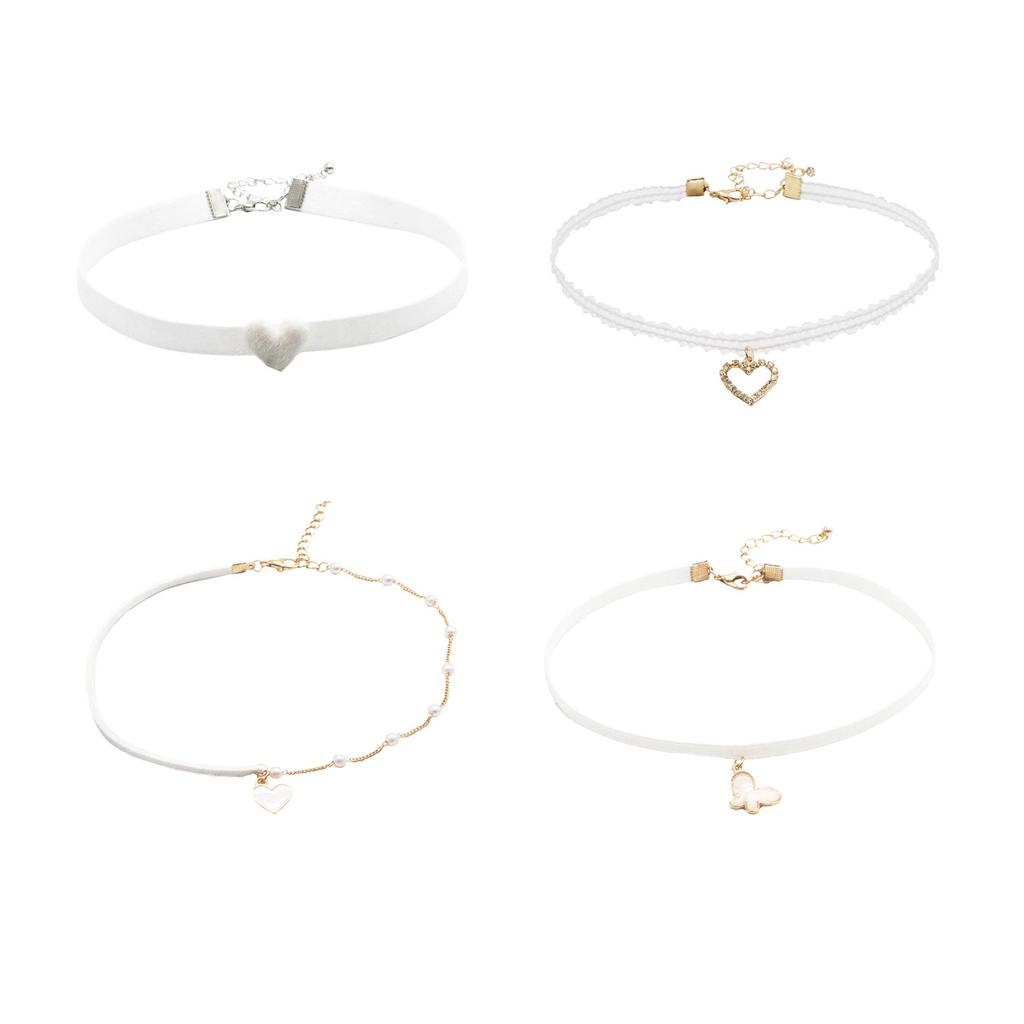 Weihnachts-Herzanhänger Choker-Halskette für Damen – Weiße Schlüsselbeinkette mit Nischendesign