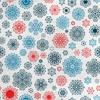 Royal Samt Stoff Polyester Zum Nähen - Motiv Rote Und Blaue Schneeflocken