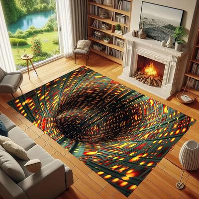 3D Vortex Teppich Optische Illusion Holographische Bodenkunst Wohnzimmer Schlafzimmer Wohnzimmer Retro Heimdekoration Teppich