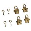 4 Set Treasure Chest Padlock Mini Metal Diary Book Jewelry Box Decorative Lock with Key S007 Five Pointed Star Shaped