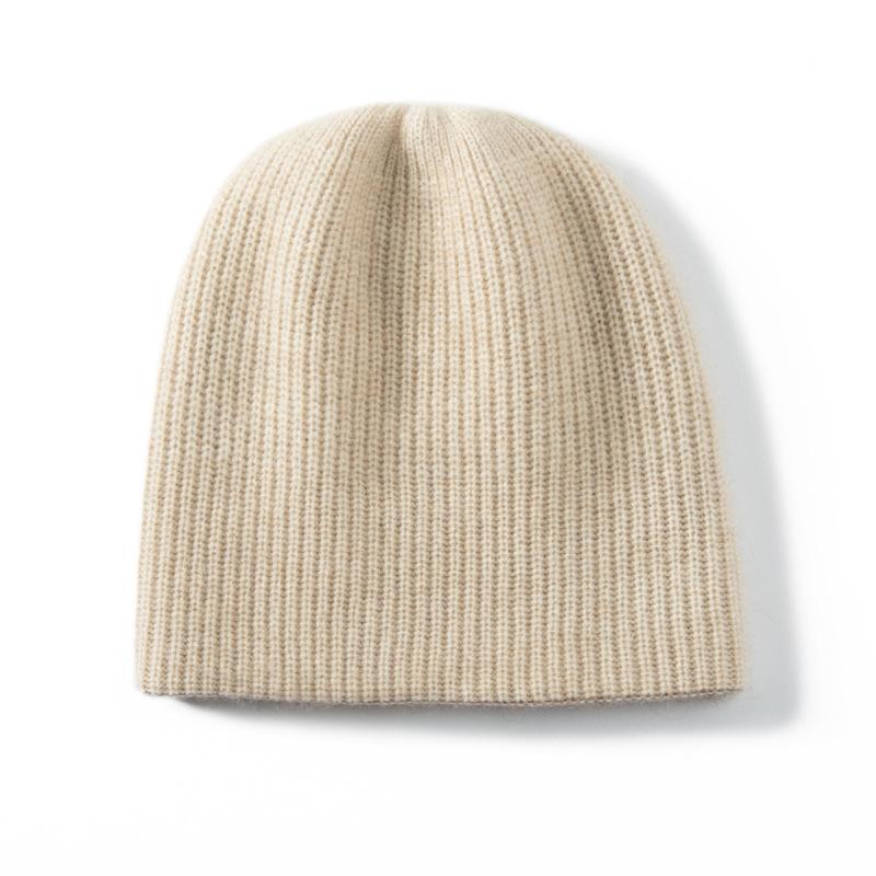 Autumn and Winter New Cashmere Knitted Hat Wool Hat Women's Thickened Pullover Thermal Hat Double-layer Color Matching Bald Hat Men's Batch
