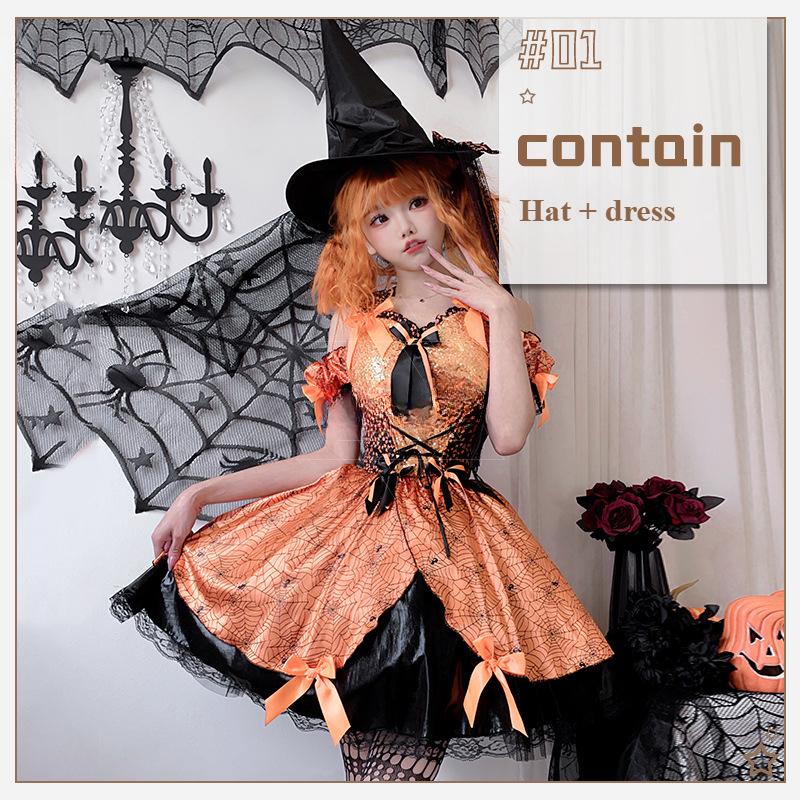 Halloween Adult Costume Witch Costume Masquerade Cos Show Costume Pumpkin Witch Costume Cosplay Dress