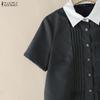 ZANZEA Women Short Sleeve Blouse and Long Skirts Casual Two Piece Suit Sets