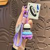 Cute Crochet Badminton Keychain, Handmade Shuttlecock Bag Charm with Braided Rope Clip