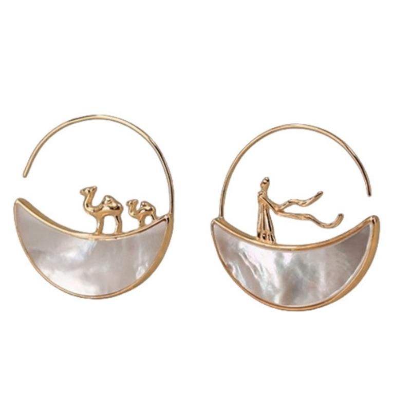 

Уникальные серьги-капли в форме луны для женщин, модные висячие украшения из сплава для ежедневных поездок на работу и универсальные серьги 1