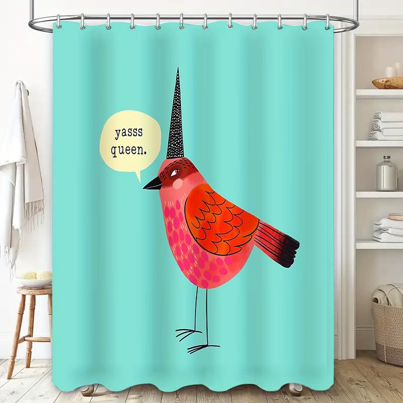 Bathroom Shower Curtain Floral Bird Pattern Waterproof Fabric Decor Home Living Room Vintage Artistic Nature Themed Backdrop