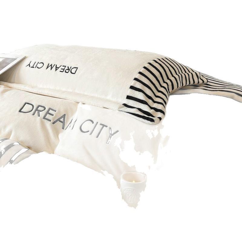 Luxurious Embroidered Milk Velvet 4-Piece Bedding Set - Winter Double-Sided Flannel with Thick Duvet and Coral Fleece Sheets