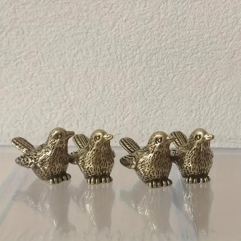 2pcs Small Brass Sparrow Ornaments, Bronze Sparrow Sculpture, Brass Bird Statue, Office Tea Set Table Home Decoration Ornaments