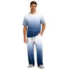Men's Short Sleeve Pajama Set with Button Fly and Elastic Drawstring Waist