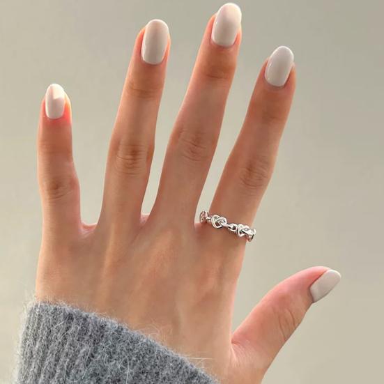 Thumb Ring Hollow Heart Shape Adjustable Opening Design Finger Ring Stainless Steel Finger Band Versatile Jewelry Gift