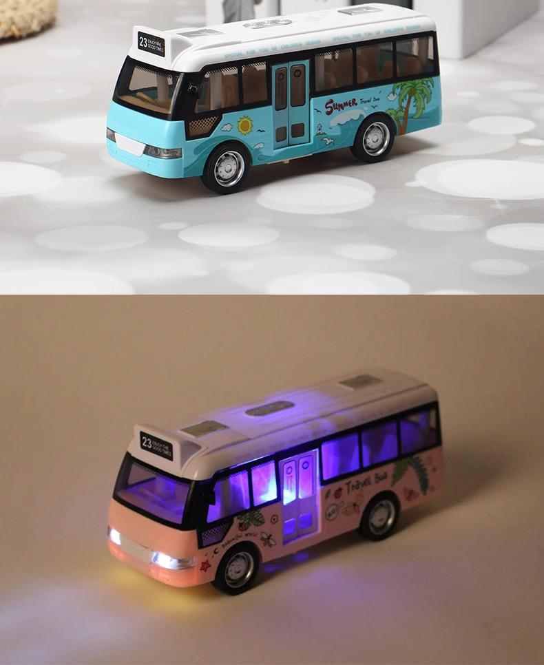 Children's Double-Decker Bus Toy: Convertible Police/Sightseeing Model with Openable Doors, Sound, Light & Inertial Motion
