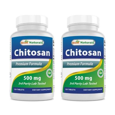 Best Naturals Chitosan 500mg 120 Tablets Sugar-free, Gluten-free, 2, 120 Tablets, 2