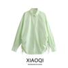 Fashion Style 2024 Spring New Arrival Women's Clothing Stylish Loose Versatile Slimming Long Sleeves Two Sides Drawstring Shirt