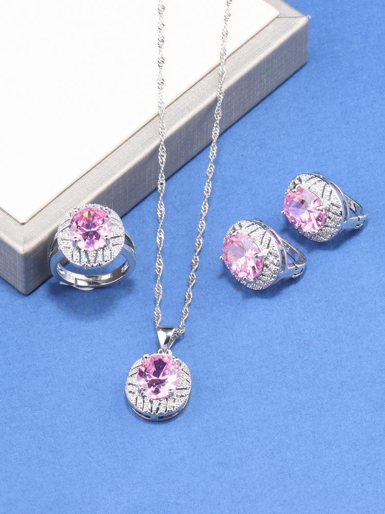 Braut Hochzeit Große Schmuckaccessoires Mit Natürlichem Zirkonia Blau Hängeclip-Ohrringe Und Ring-Set Für Frauen Geschenk