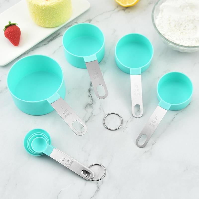 4/8Pcs/Set Plastic Multi Purpose Measuring Cup Measuring Spoon Stainless Steel Handle With Graduated Measuring Baking Tools